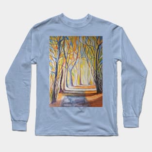 Abstract autumnal woodland watercolour scene Long Sleeve T-Shirt